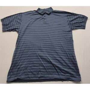 John Daly men's blue striped golf‎ polo shirt XL 60's Two Ply Mercerized Cotton